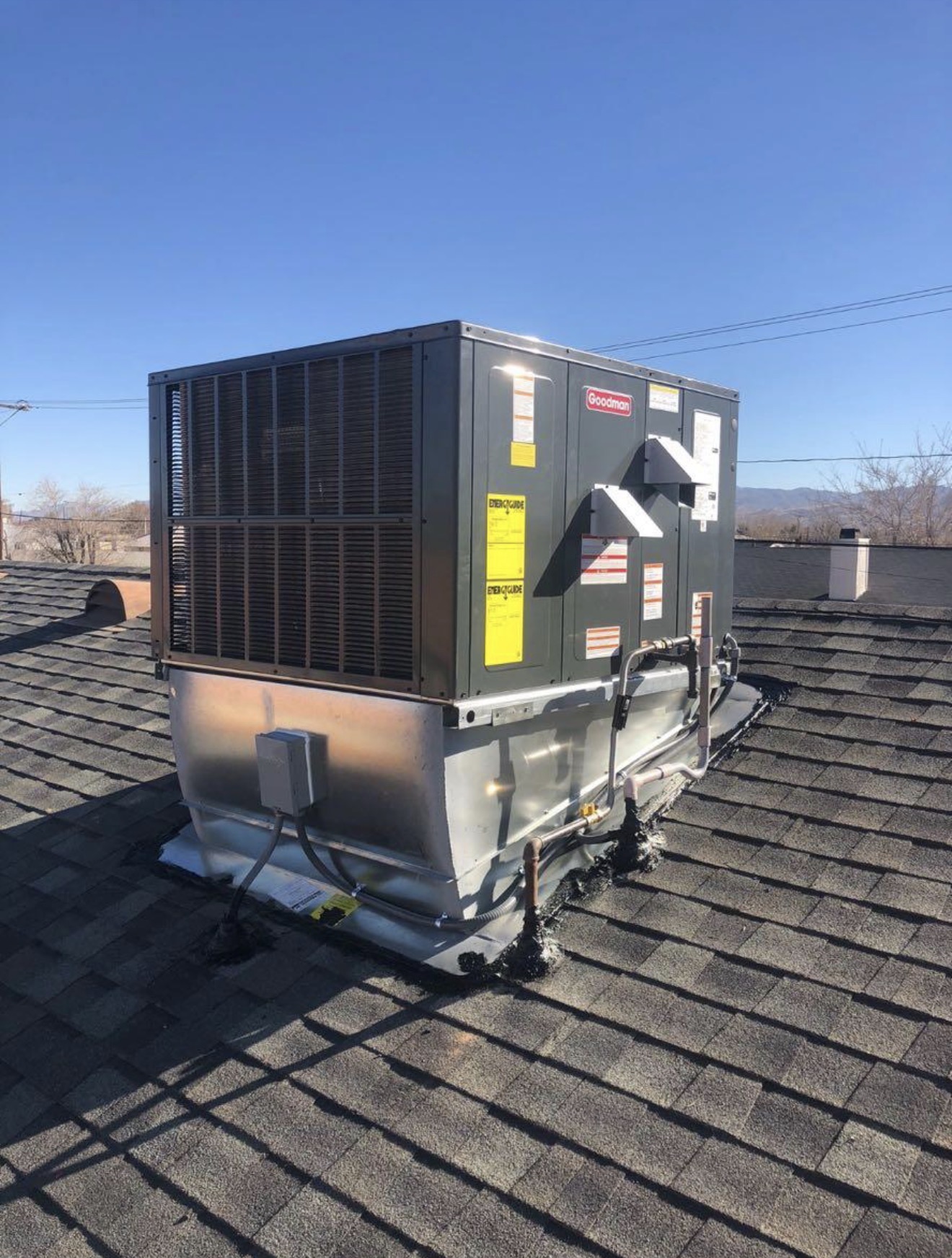 Completed rooftop package unit installation